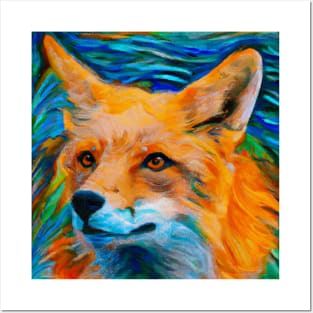 Beautiful Fox Oil Painting in the Style of Van Gogh Self Portrait Posters and Art